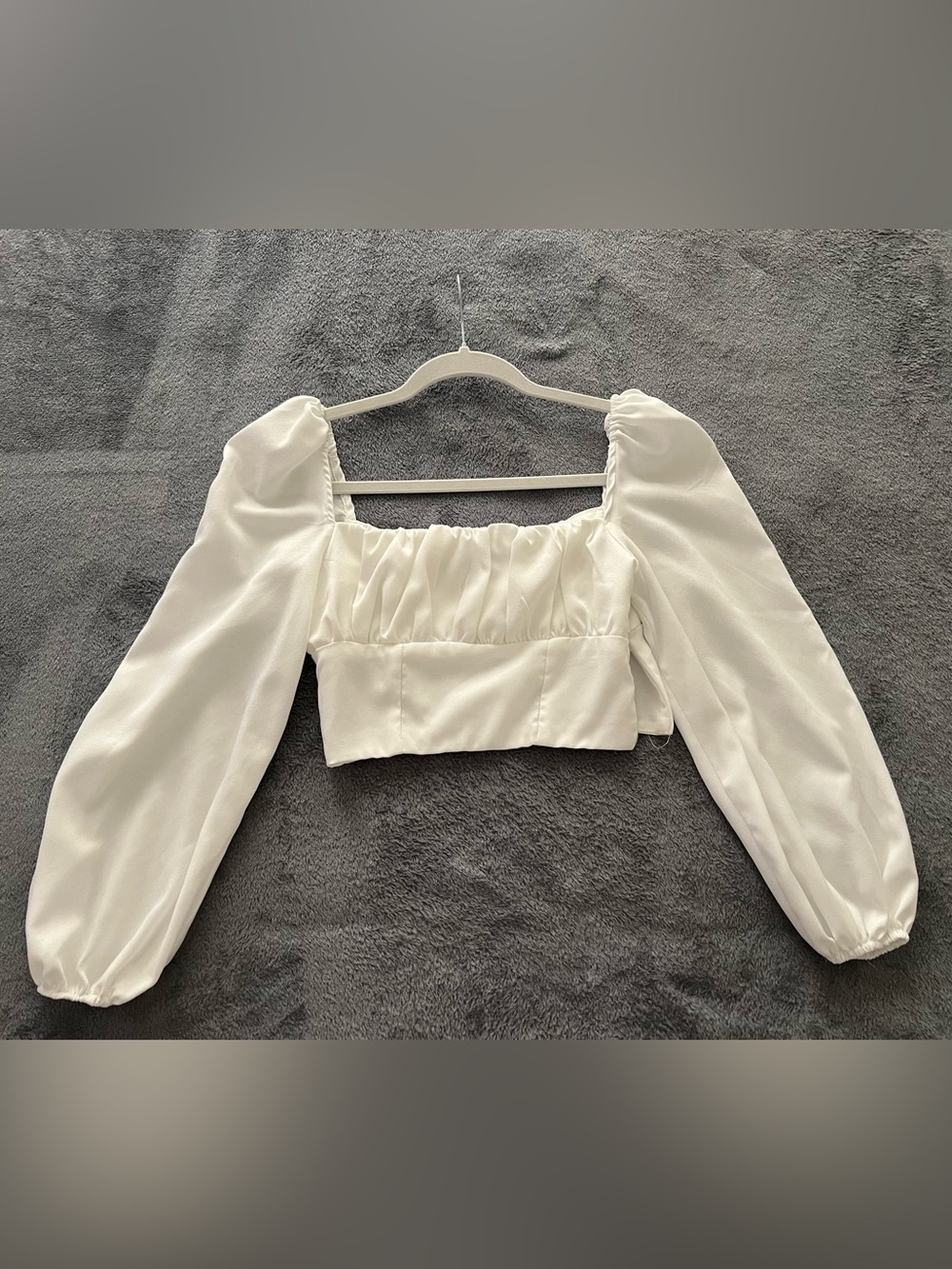 Princess Polly White Puff-Sleeve Square Neck Crop Top